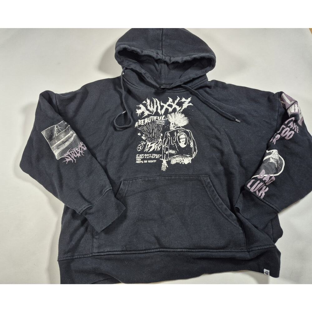 Swixxz Graphic Pullover Hoodie Size Lg, Black White